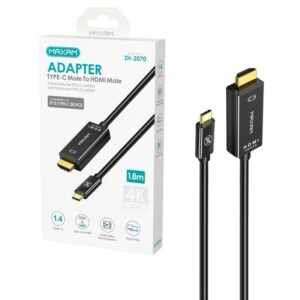 CABLE USB-C A HDMI 4K 30Hz MAXAM 1.4V NEGRO 1.8m