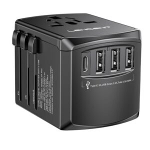 CARGADOR USB 4P (3x USB-A+ USB-C ) MULTICLAVIJAS RETRÁCTILES NEGRO