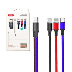 CABLE USB 3EN1 (USB-C, MICRO B, LIGHTNING) 3.5A XO NB143 NEGRO 1.2m