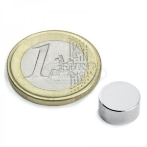 IMÁN DE NEODIMIO DISCO NIQUELADO Ø10mm ALTO 5mm 2.6kg N42