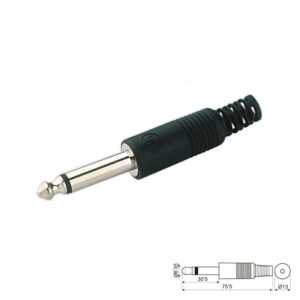 CONECTOR JACK 6.35mm MACHO MONO AÉREO PLÁSTICO