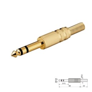 CONECTOR JACK 6.35mm MACHO ESTÉREO RECTO METAL DORADO