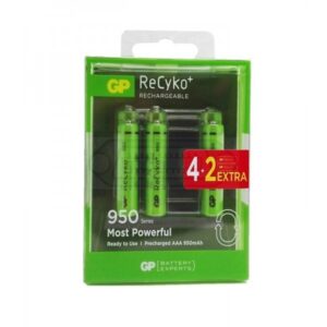 PACK BATERÍAS RECARGABLES AAA (4U+2) GP RECYKO+ 950 MAH