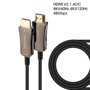 CABLE HDMI 2.1 AOC HIBRIDO M-M 8K@60Hz 48GBPS NEGRO 20m