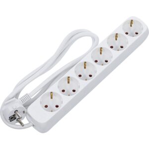 REGLETA ELÉCTRICA 6 SALIDAS SCHUKO, BLANCO, 1.5m