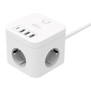 REGLETA CUBO 3 TOMAS + 4x USB 5V/3A PD 20W DCU 1.5m BLANCO