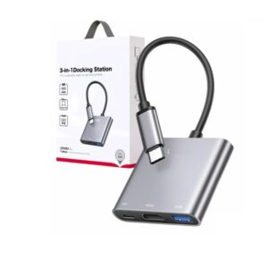 DOCKING STATION USB-C 3en1 HDMI 4K, USB-C PD 100W, USB-A 3.0 XO HUB011 ALUMINIO