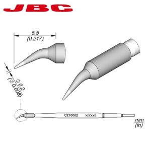 CARTUCHO JBC C210-002 CÓNICO DOBLADO Ø0.2mm