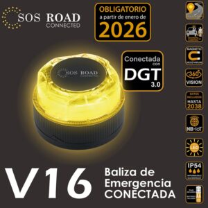 LUZ DE EMERGENCIA V16 loT GEOLOCALIZADA SOS ROAD DGT 3.0 ORANGE