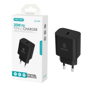 CARGADOR PARED USB-C 20W PD 3.0 MAXAM JC-5101 NEGRO