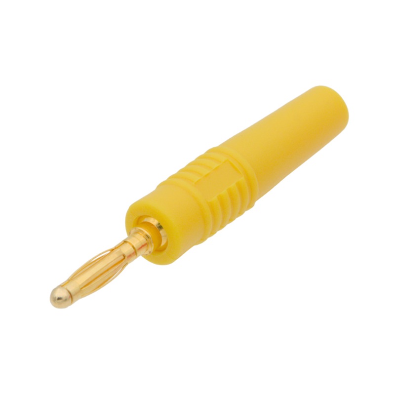 BANANA MACHO Ø2mm 10A DORADO AISLAMIENTO AMARILLO