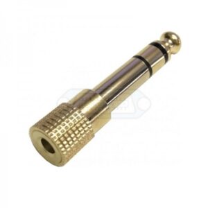 ADAPTADOR DORADO JACK 6.3mm MACHO ESTÉREO - JACK 3.5mm HEMBRA ESTÉREO