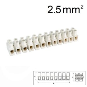 REGLETA CONEXIÓN TORNILLO 12 POLOS 2.5mm² PA6 BLANCO