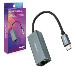 ADAPTADOR USB-C 3.0 a ETHERNET GIGABIT GRIS CABLE 0.15m