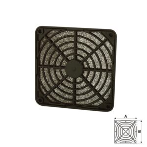 REJILLA VENTILADOR CON FILTRO 80X80mm NEGRO