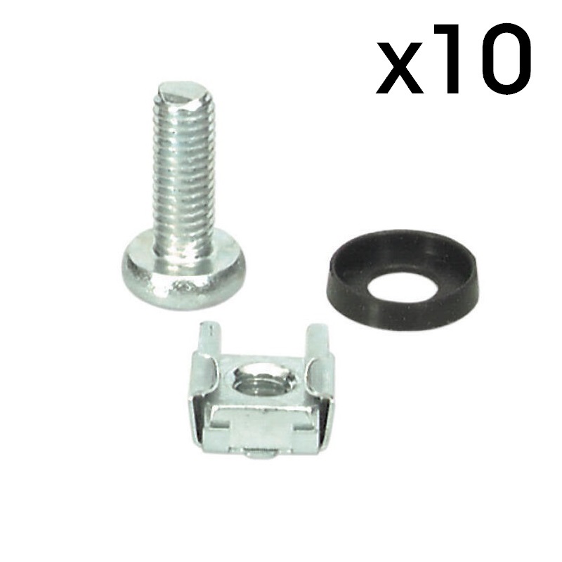 CONJUNTO FIJACIÓN RACK 10 UNDS. M6 (TORNILLO+ TUERCA + ARANDELA)