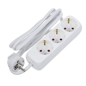 REGLETA ELÉCTRICA 3 SALIDAS SCHUKO, BLANCO, 1.5m