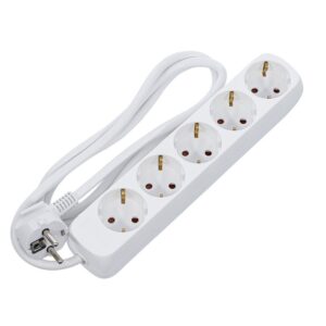 REGLETA ELÉCTRICA 5 SALIDAS SCHUKO, BLANCO, 1.5m