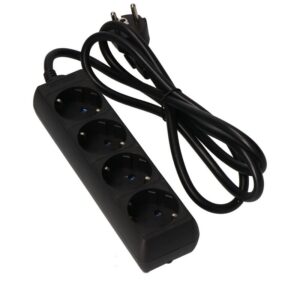 REGLETA ELÉCTRICA 4 SALIDAS SCHUKO, NEGRO, 1.5m