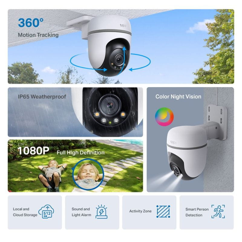 CÁMARA SEGURIDAD IP WiFi OUTDOOR 1080P 360º PAN/TILT TAPO TC40 - Imagen 4
