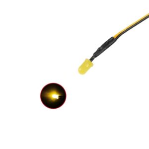 DIODO LED Ø3mm DC 12V AMARILLO ALTO BRILLO CABLE 0.20m