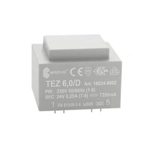 TRANSFORMADOR ENCAPSULADO AC 230V / 24VAC / 6VA PCB