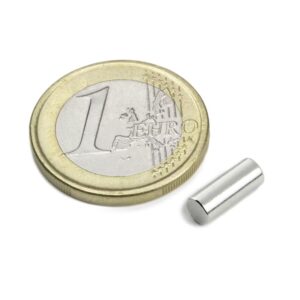 IMÁN DE NEODIMIO CILINDRO NIQUELADO Ø4mm ALTO 10mm 700g N45