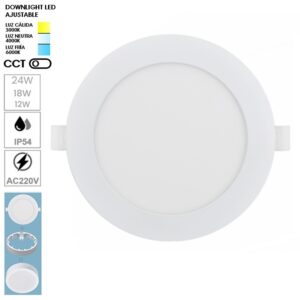 DOWNLIGHT GORT EMPOTRAR/SUPERFICIE Ø225mm 100Lm/W 3CCT AJUSTABLE