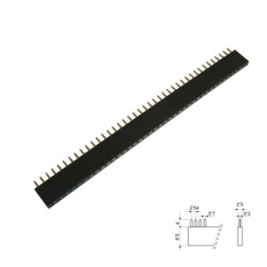 TIRA DE PINES HEMBRA 40P x FILA 2.54mm PLANO RECTO PCB