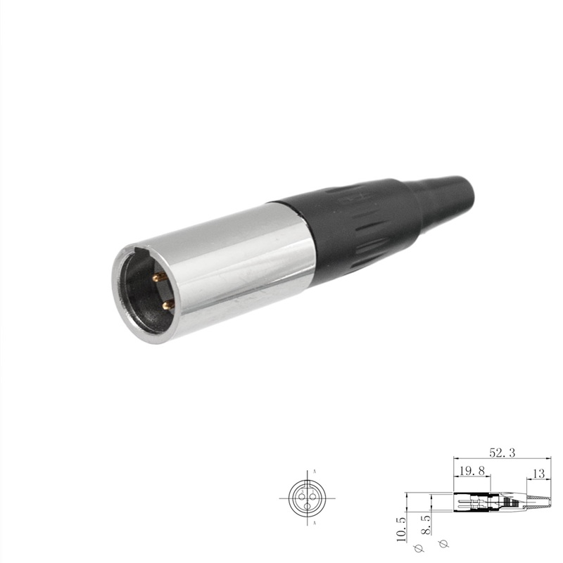 CONECTOR MINI XLR 3P MACHO AÉREO RECTO