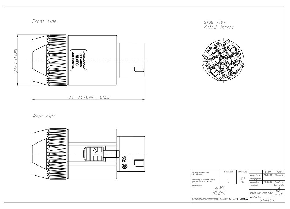 CONECTOR SPEAKON 8P HEMBRA AÉREO NEUTRIK - Imagen 3