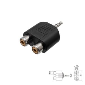 ADAPTADOR JACK 3.5mm MACHO ESTÉREO - 2x RCA HEMBRA