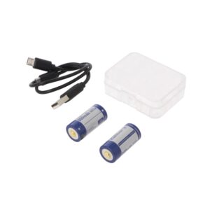 KIT BATERIAS LITIO 16340 (2U) RCR123A 3.6V 800mAH + CABLES USB