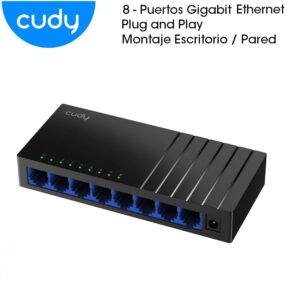 SWITCH ETHERNET 8P GIGABIT AUTO-MDI/MDIX CUDY ESCRITORIO/PARED