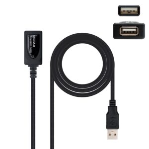 CABLE USB-A 2.0 ALARGADOR M-H AMPLIFICADO NEGRO 5m