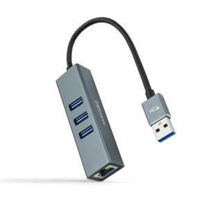 CONVERSOR USB 3.0 - ETHERNET GIGABIT + x3 USB 3.0 15cm GRIS
