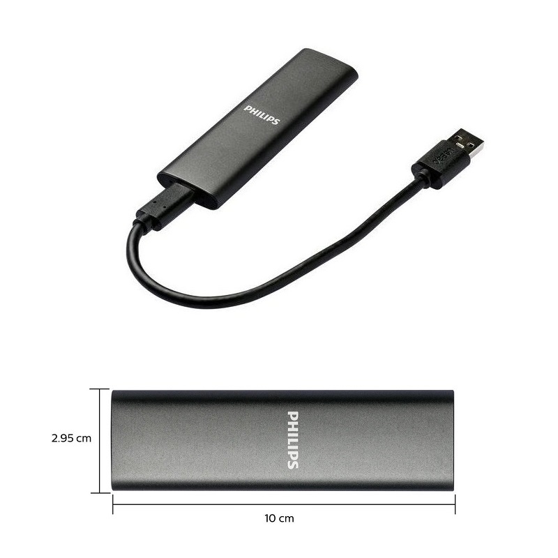 DISCO SSD EXTERNO 250GB PHILLIPS SPACE GREY USB-C 3.2 - Imagen 3