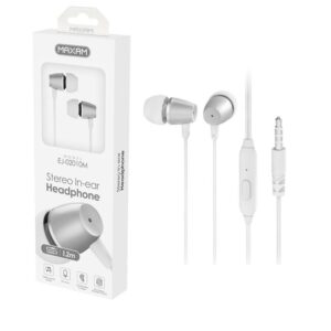 AURICULARES IN-EAR MAXAM JACK 3.5mm/MICRO, GRIS, 1.2m