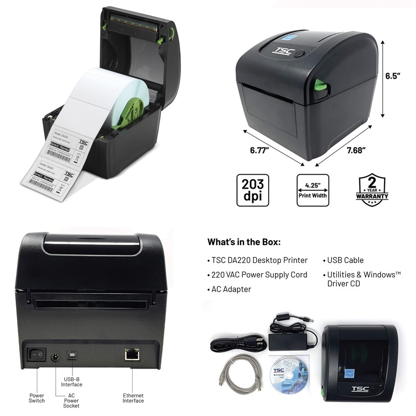 IMPRESORA TÉRMICA TSC DA220 (USB / ETHERNET) - Imagen 3