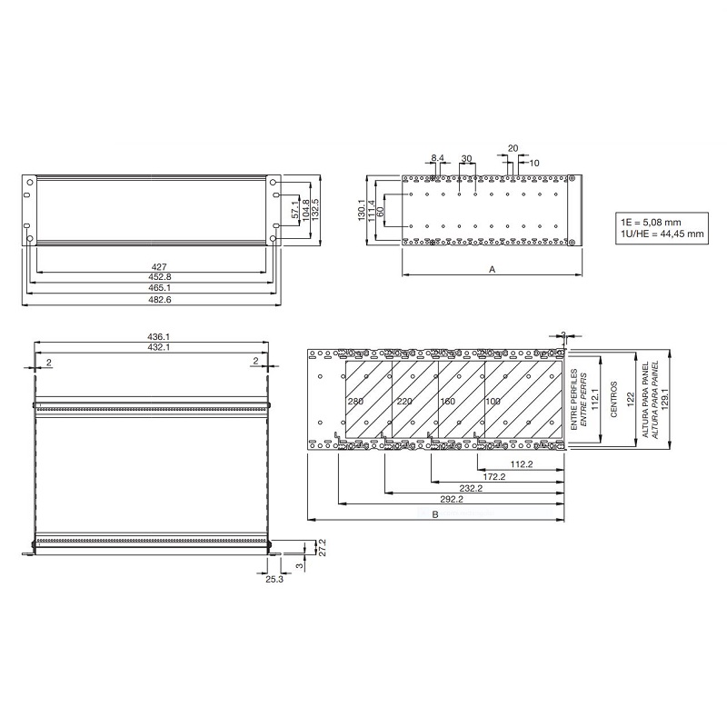 SUBRACK 19" ALUMINIO 3U 84E F160 41612 RETEX SERIE 200 - Imagen 3
