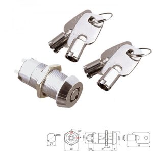 INTERRUPTOR DE LLAVE TUBULAR ON-OFF Ø22/19mm REDONDO METÁLICO