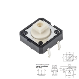 PULSADOR TÁCTIL OFF-(ON) NO 12x12x7.3mm PCB BLANCO