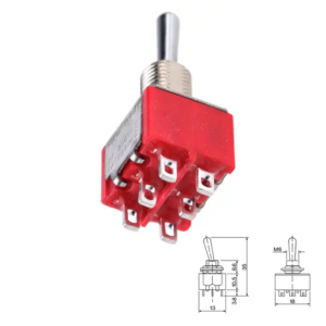 INTERRUPTOR PALANCA 2P (ON-OFF) 3Co 2A/250VAC M6 FASTON