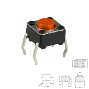 PULSADOR TÁCTIL OFF-(ON) NO 6x6x5mm PCB ROJO