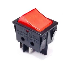 INTERRUPTOR BALANCÍN LUMINOSO ROJO ON-OFF (2Co) RECTÁNGULO NEGRO