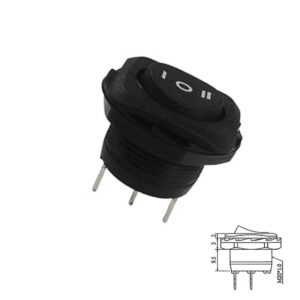 INTERRUPTOR BALANCÍN ON-OFF-ON (1Co) 5A/250V CHASIS ROSCA NEGRO