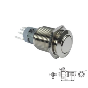 INTERRUPTOR REDONDO METAL OFF-ON Ø18mm SPDT 3A/250V