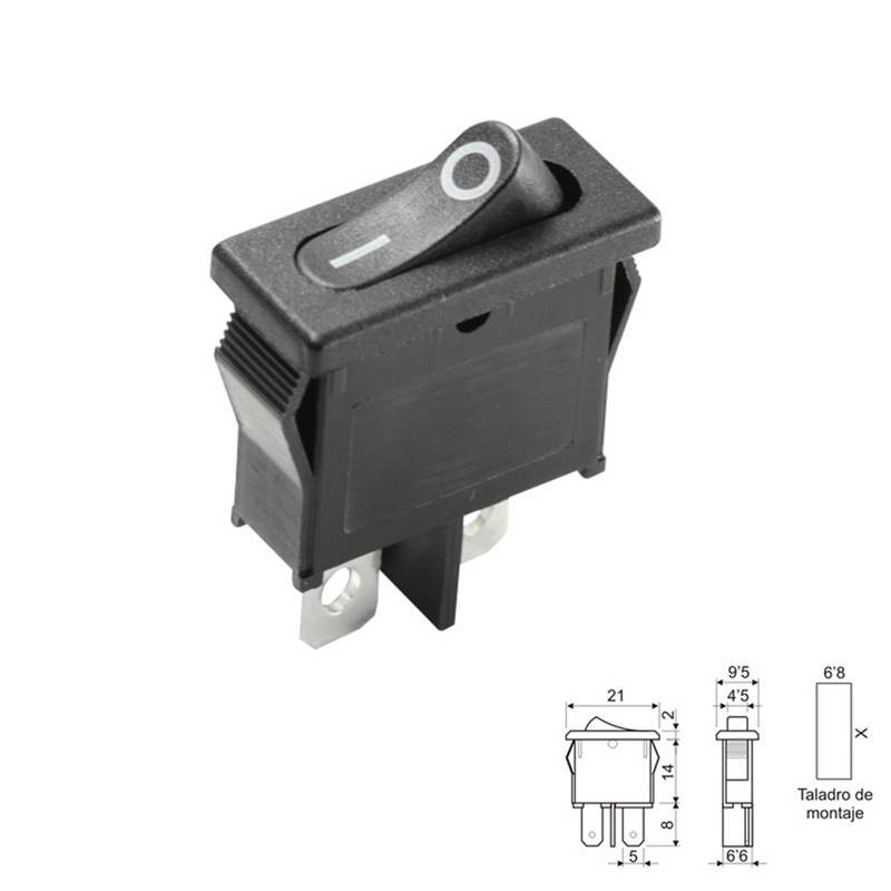 INTERRUPTOR BALANCÍN ON-OFF (1Co) 6A/250V MINI NEGRO
