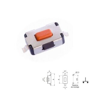 PULSADOR TÁCTIL OFF-(ON) NO 6x3.7x3mm SMD ROJO