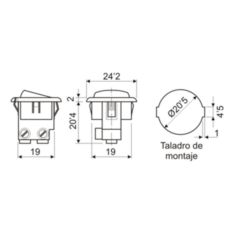 INTERRUPTOR BALANCÍN ON-OFF (1Co) EMPOTRABLE BLANCO - Imagen 4